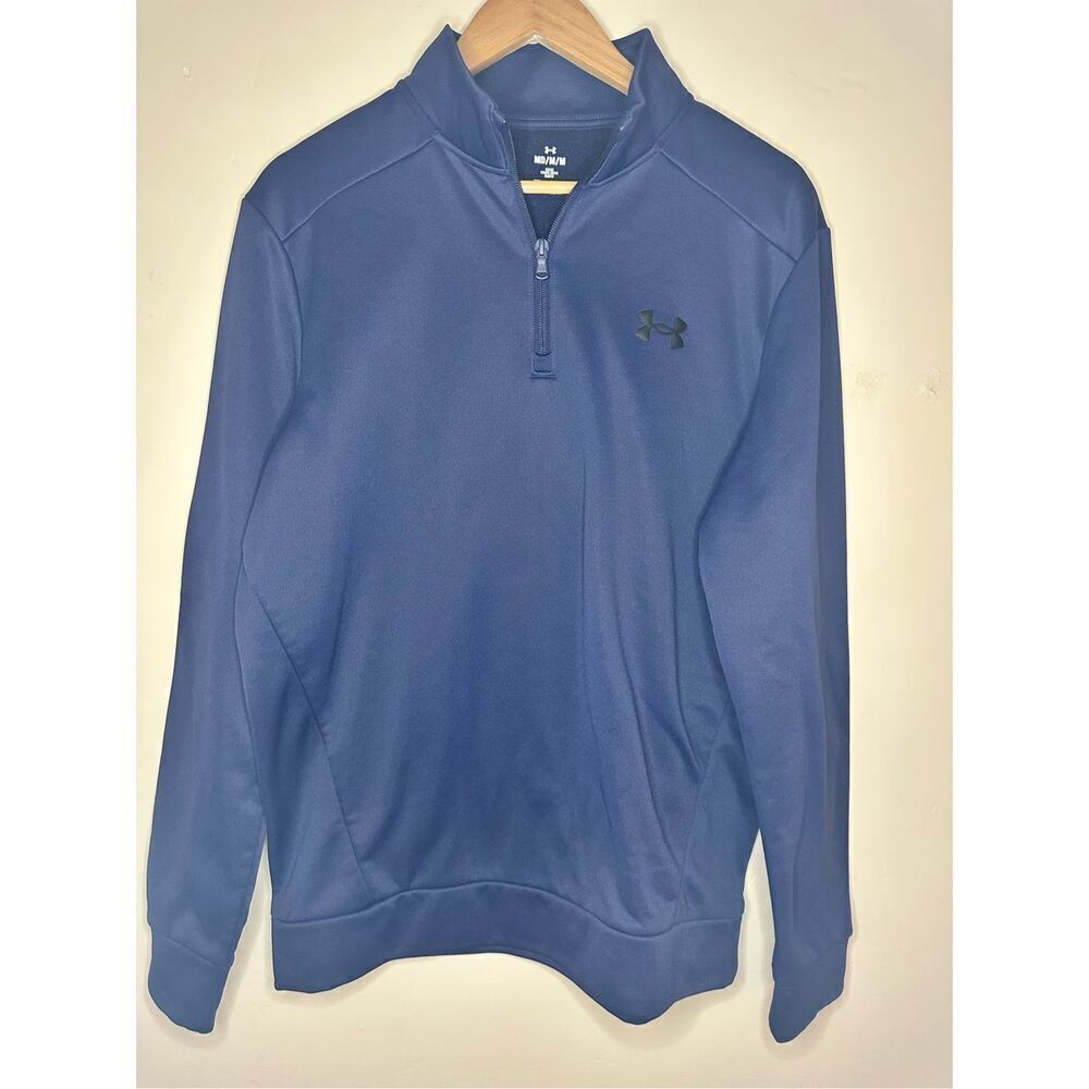 ✅ Under Armour Men’s Navy Blue Quarter Zip Sweater Size Medium Loose Fit